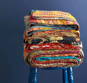 ผ้านวมลายปะติดทำด้วยมือผ้าคลุมเตียงขนาดควีนไซส์แบบกลับด้านได้ผ้าคลุมเตียงส่าหรีคอตตอนออร์แกนิค100% ตกแต่งเครื่องนอน - Product Image 2