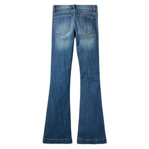 Jeans évasés taille haute confortables et élégants pour femmes, denim extensible bleu, coupe slim, bootcut, poche, style western décontracté - Product Image 2