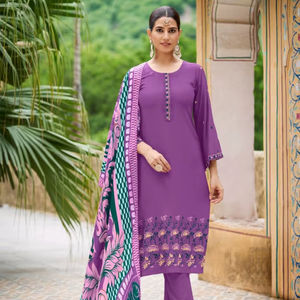 Ready-Made <b>Viscos</b> Roman Silk with Inner jacquard with Digital Print Kurti Set Collection for Women - Product Image 1