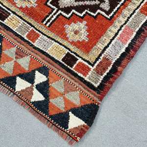 Turkish <b>Runner</b> Rug, 2.5x8.2 ft Vintage Rug, <b>Red</b> Floral Wool Rug - Product Image 4
