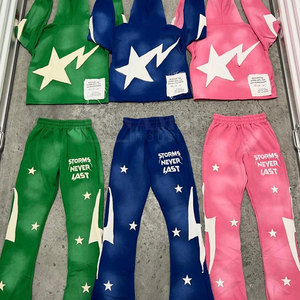 OEM Wholesale Men's High Quality Casual Training <b>Tracksuit</b> Plus Size XL Custom Logo Puff Print Long Sleeves Plain 100% Cotton - Product Image 6