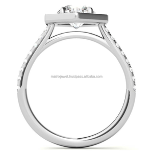 Impresionante anillo de plata 925 con diamantes de laboratorio marquise holandeses engastados en bisel y halo, ideal para regalo. - Product Image 5