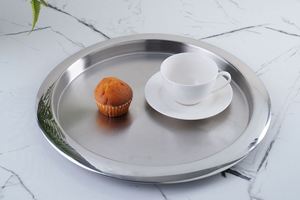 ถาดใส่ของตกแต่งทรงกลมพร้อมมือจับสีเงินชุบผลไม้ผักสินค้าอื่นๆที่ทำในบ้านการใช้งานโรงแรมร้านอาหารห้องบ้าน - Product Image 5