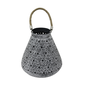 Linterna de decoración del hogar hecha a mano Color gris estándar Navidad decorativa hierro yute linterna hecha a mano personalizada - Product Image 1
