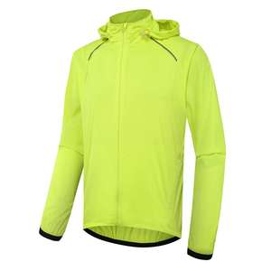 Veste coupe-vent ultra pour homme avec logo personnalisé, vert fluorescent, à capuche, pour sports de plein air, course à pied, entraînement, vestes coupe-vent pour hommes - Product Image 2