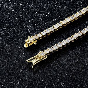 Offre Spéciale Colliers élégants en argent 925 plaqué or 14 carats avec chaîne de tennis en diamant Moissanite de 3mm pour hommes - Product Image 3