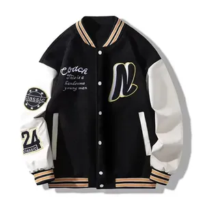 Veste de baseball extérieure universitaire universitaire noire personnalisée unisexe pour hommes veste universitaire brodée pour hommes - Product Image 4