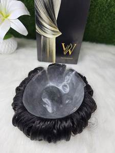 วิกผมมนุษย์100% สำหรับผู้ชายวิธีการแก้ปัญหาการปิดฐานไหมด้านเดียวสำหรับศีรษะล้านแบบมัดด้วยมือ - Product Image 6