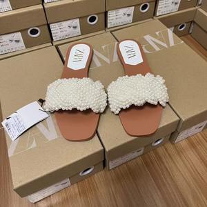 Sandali da <span class=keywords><strong>donna</strong></span> con plateau piatti intrecciati di perle 2025 nuove <span class=keywords><strong>scarpe</strong></span> da spiaggia comode Slip-On da esterno moda primavera estate - Product Image 1