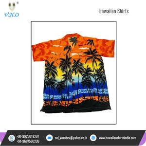 Camisas hawaianas estampadas de palmera para hombres, artículos de fiesta de manga corta, artículos de playa, proveedor indio líder, venta a granel - Product Image 3