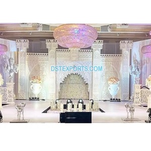 La mejor decoración de escenario de boda blanca con temática marroquí, fiesta de escenario de recepción Grand Western, decoración de escenario de recepción de boda perfecta - Product Image 1
