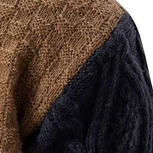 <b>Mens</b> multicolor patchwork knitted <b>sweater</b> casual warm pullover - Product Image 3