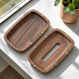 Boîte à mouchoirs rectangulaire en bois de noyer noir massif, artisanale, haut de gamme et durable, support classique pour distributeur de mouchoirs faciaux - Product Image 5