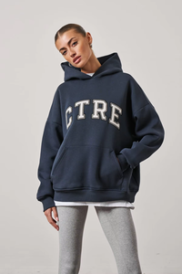 Sweat à capuche surdimensionné pour femmes avec épaules tombantes pull Streetwear plus rapide broderie de Logo personnalisé pour l'automne hiver - Product Image 5
