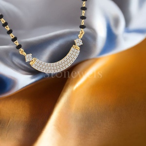 สร้อยคอแต่งงาน Pavitraa Diamond Mangalsutra Stonewels ดีไซน์ทันสมัย ทองคำแท้ 24K รับรองโดย IGI ความบริสุทธิ์แบบดั้งเดิม สง่างามแบบสมัยใหม่ - Product Image 3