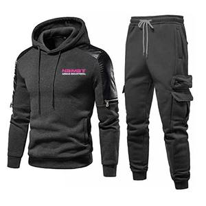 Survêtement en molleton pour homme de haute qualité, taille plus, écologique, hiver, 2 pièces, sweat à capuche, jogging, manches longues, pull décontracté - Product Image 1