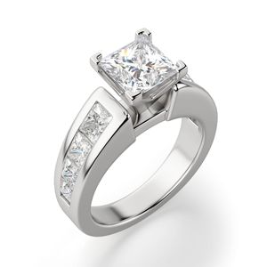 Princess Cut Pave Set Anillo de compromiso de diamantes Vintage para mujer - Product Image 1