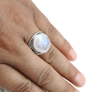 Natural Rainbow Moonstone Unique Shape <b>Chunky</b> Vintage 925 Real <b>Silver</b> <b>Rings</b> for Daily Wearing at Wholesale Prices Bulk Sale OEM - Product Image 3