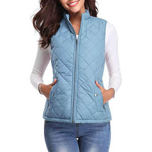 Chaqueta sin mangas con cuello levantado al por mayor, chaleco acolchado ligero personalizado para mujer - Product Image 3