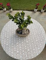 Nappe ronde marron pierre chaude, motif floral indien, faite à la main, 100% coton, personnalisable, décoration moderne pour la maison