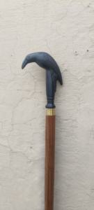 Bâton de randonnée en bois de rose à 3 sections avec poignée en forme de serpent |   Canne pliante marron |   Canne de marche de voyage artisanale de 36 pouces avec embout en caoutchouc - Product Image 5