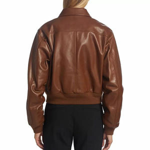 Blouson aviateur en cuir de qualité supérieure avec finition côtelée doublure douce et votre propre logo ou étiquette de marque Option personnalisée disponible - Product Image 5