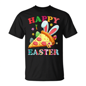 Camiseta con orejas de conejo y rebanada de pizza para amantes de la pizza, Feliz Pascua - Product Image 2