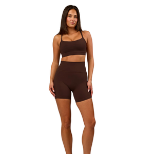 Shorts de sport taille haute pour femme, couleur unie, avec taille élastique, en polyester tricoté respirant, vêtements de sport - Product Image 1