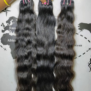 Extensions de cheveux naturels indiens Remy 100% alignés sur les cuticules, style vague profonde lâche, cheveux d'un seul donneur par Jerry Hair Exports - Product Image 1