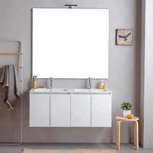 Bali 120cm White <b>Wall</b>-Hung Bathroom Cabinet with Doors and 120x110cm <b>Mirror</b> Bathroom <b>Sets</b> - Product Image 2