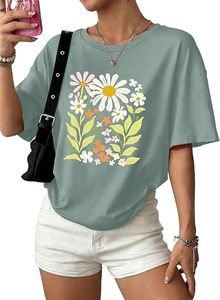 Oversized Women's Summer Crew Neck <b>Batwing</b> Sleeve Graphic <b>T</b>-<b>Shirts</b>-Loose Eco-Friendly Quick Dry Breathable Anti-Wrinkle Knitted - Product Image 5