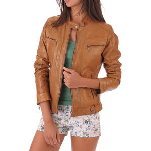 Meilleur design de personnalisation de couleur unie Produit de qualité supérieure Vêtements d'extérieur pour femmes Vestes en cuir - Product Image 4