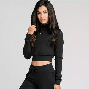 Sudadera corta de algodón con LOGO personalizado para mujer, chándal de manga larga para gimnasio, venta al por mayor - Product Image 6