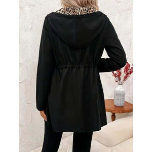Chaqueta de viscosa de dos hilos con cuello redondo, manga larga, bolsillos laterales y cremallera, modelo 30207 - Leopardo - Product Image 3