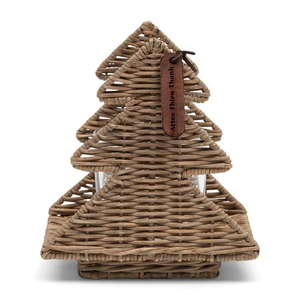 Encantadora forma de árbol de Navidad adornos navideños ratán té soporte de luz decoraciones navideñas 2024 - Product Image 5