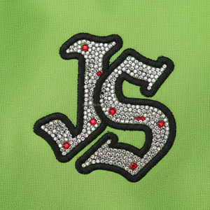 Sudadera con cremallera de invierno en forro polar grueso 380 GSM tela de felpa suave color verde elegante logotipo personalizado estampado de diamantes de imitación sudaderas básicas - Product Image 6