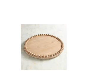 Assiette de présentation en bois massif plat de service rond en bois d'acacia pour fruits ustensiles de cuisine en vente - Product Image 2
