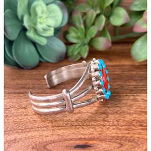 Navajo Multi-Stone & Sterling <b>Silver</b> Fashion <b>Cuff</b> <b>Bracelet</b> - Product Image 3