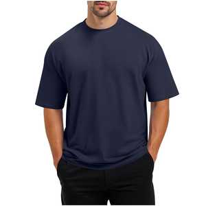 T-shirts pour hommes Streetwear surdimensionné épais 100% coton épaule tombante Baggy 250gsm coupe ample imprimé T-shirt lourd pour hommes - Product Image 2