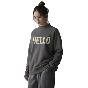 Sweat-shirt à col montant pour femme, automne/hiver, en tissu polaire respirant écologique polyester/coton, sans doublure, coupe épaules tombantes - Product Image 1