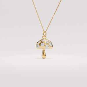 Collar con Colgante de Hongo Minimalista en Plata de Ley 925 con Baño de Oro Vermeil, Hecho a Mano, con Circonitas Cúbicas, Joyería de Recuerdo, Regalo Unisex - Product Image 4