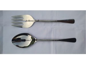 Ensemble de serveurs à salade en acier inoxydable de qualité supérieure manche en résine couverts cuillère fourchette ustensiles de cuisine essentiels - Product Image 4
