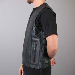 Veste en cuir pour motard pour hommes en gros |   Gilet de moto en toile imperméable pour l'hiver |   Gilet de motard durable de haute qualité - Product Image 3