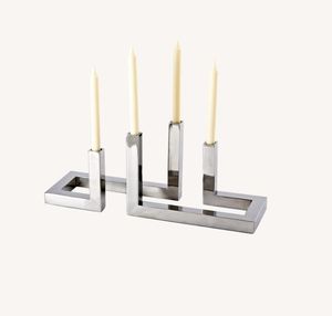 Bougeoir moderne de luxe en acier inoxydable géométrique à plusieurs bras, bougeoir conique argenté pour mariage, Noël, Ramadan, décoration de la maison - Product Image 5