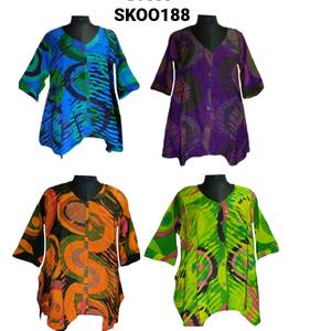 ชุดเดรสผ้าคอตตอนพร้อมกระดุมตกแต่งลายปักหลากสีสวมใส่สบายฤดูร้อน - Product Image 1