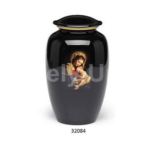 La urna grande de cremación para adultos Mary & Baby Jesus más vendida para cenizas humanas Urna funeraria decorativa con tapa y bolsa de terciopelo gratis - Product Image 1