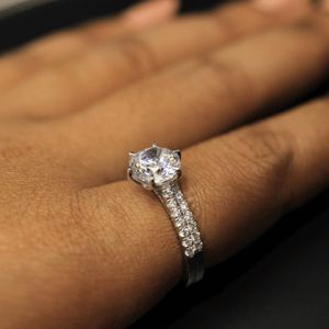 Round Cut Diamond 6 Prong <b>Set</b> Bridal <b>Set</b> For <b>Women</b> - Product Image 3