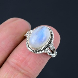 Anillo de plata estilo bohemio hecho a mano, joyería de plata de ley 925, piedra lunar, piedras preciosas, anillo de tendencia, joyería para mujer, regalo para ella - Product Image 2