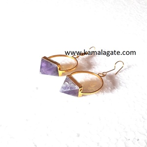 Conjuntos de pendientes de pirámide curativa de cristal de estilo religioso de moda al por mayor, piedras preciosas surtidas de latón chapado en oro, perlas de moda - Product Image 3
