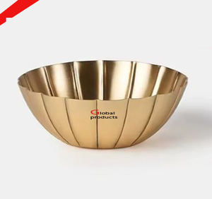 Bol de service en aluminium doré de forme ronde de qualité supérieure pour restaurant et bar d'hôtel - Product Image 2